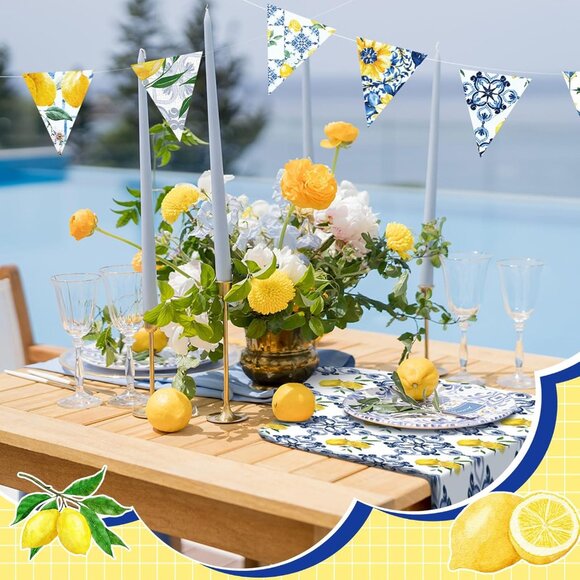 10 Pcs Quilted Fabric Bundle - Lemon Chinoiserie Floral Pattern, Multicolor, 18x - Picture 6 of 6